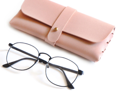เคสใส่แว่นตา เคสสายหนัง สีชมพู